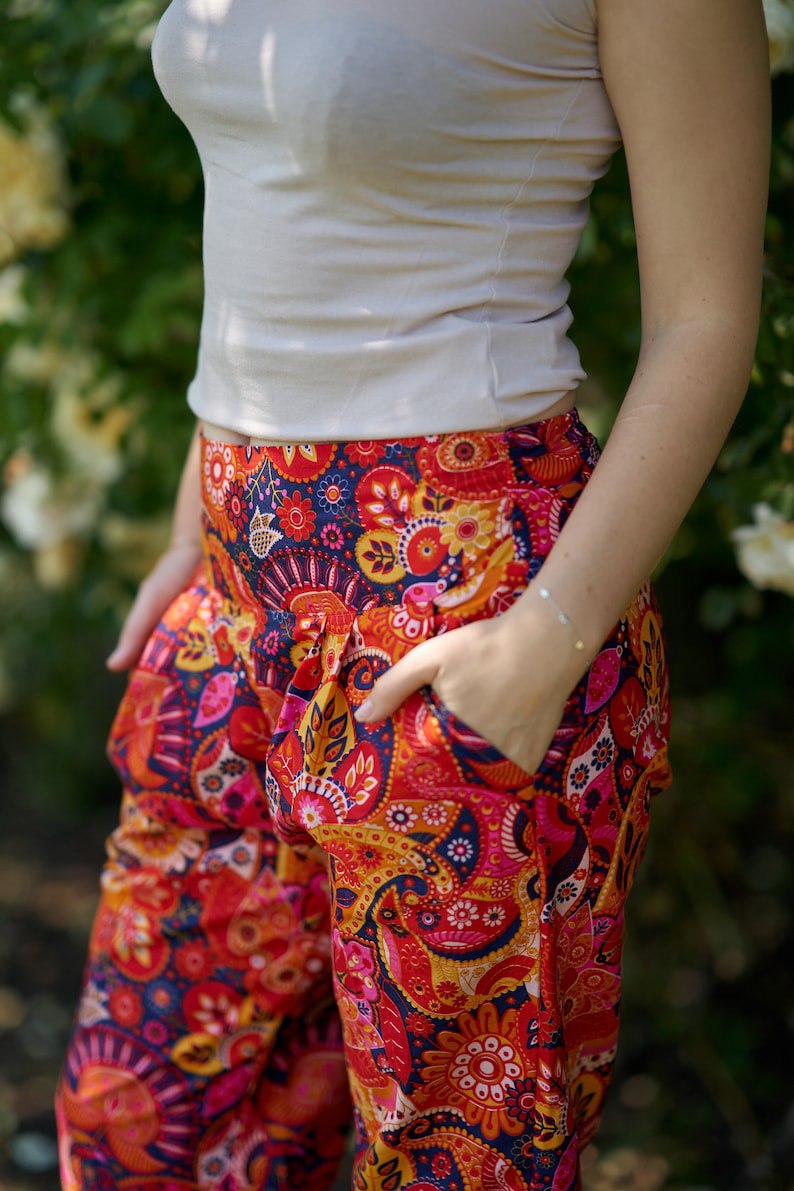 trousers/pants, side pockets, handmade prints, casual, meditation, holiday, harem pants, boho, handmade, ethical fashion, spring/summer