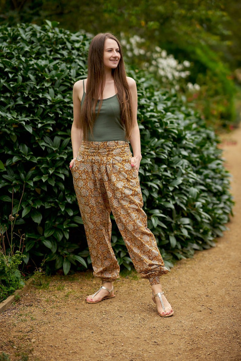 trousers/pants, side pockets, handmade prints, casual, meditation, holiday, harem pants, boho, handmade, ethical fashion, spring/summer